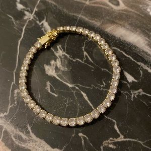 For Parts or Repair - Cubic Zirconia Gold Plated Tennis Bracelet - missing stone